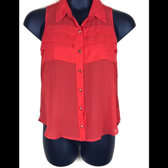 I.N. SAN FRANCISCO Red Sheer Tank Sz Med - Picture 1 of 5